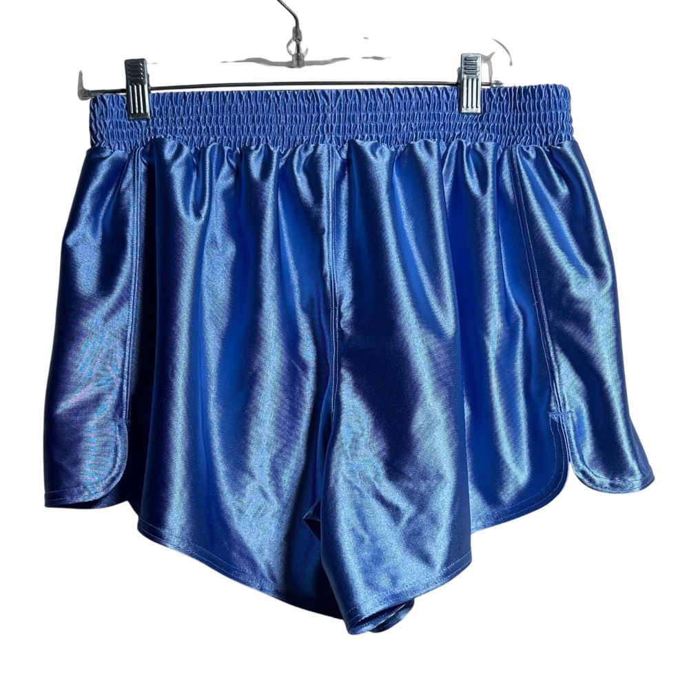 Free People FP Movement Metallic Blue Shorts High‎ Rise Buckle Athletic Small